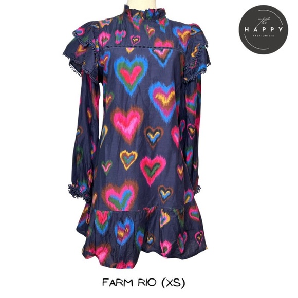 FARM Rio Dresses & Skirts - NWOT FARM Rio Multi-Color Heart Mini Dress with Beautiful Detailing (XS)